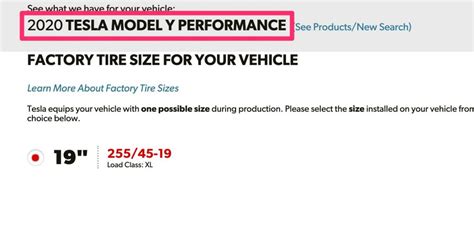 Tesla Model Y tire sizes for Long Range and Performance leaks on Tire Rack