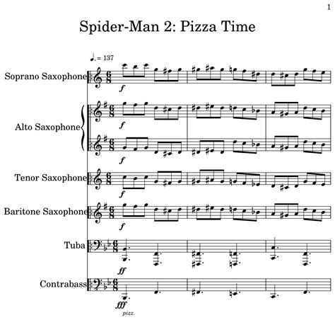 Spider-Man 2: Pizza Time - Sheet music for Soprano Saxophone, Alto ...