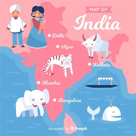 Free Vector | Hand drawn map of india