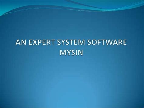 Expert system mycin