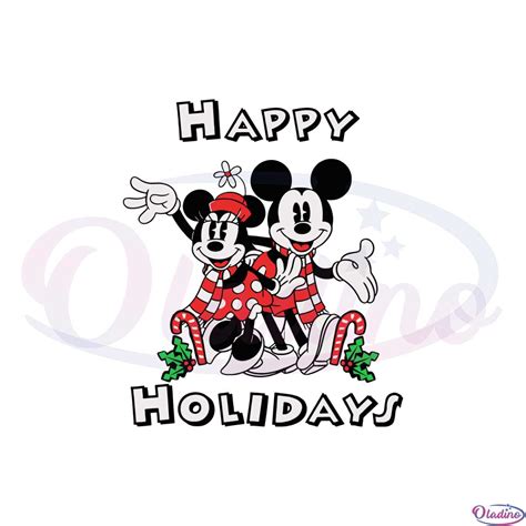 Disney Mickey And Minnie Mouse Happy Holidays Christmas Svg