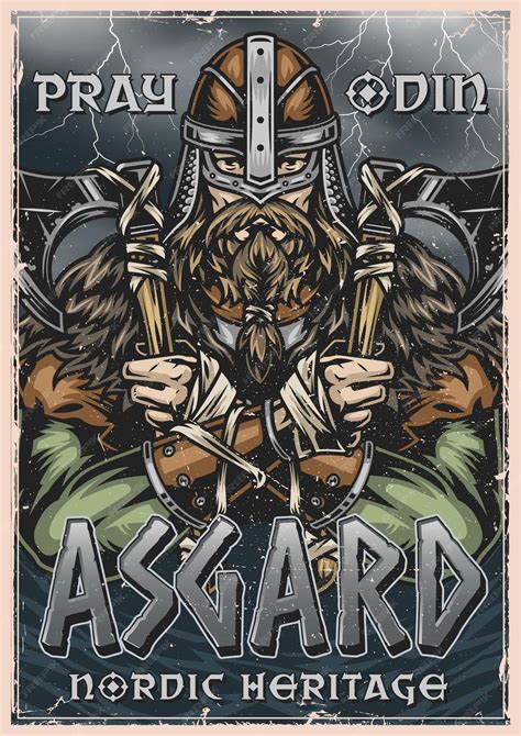 Premium Vector | Viking colorful poster