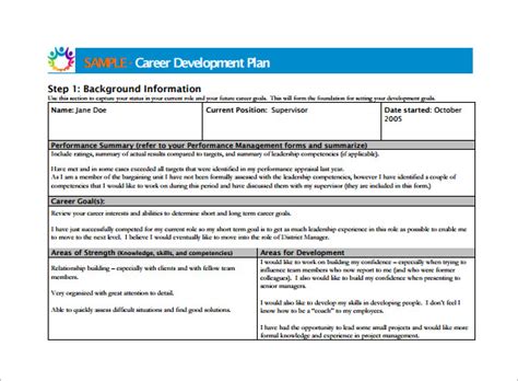 My Career Development Plan Sample - Riset