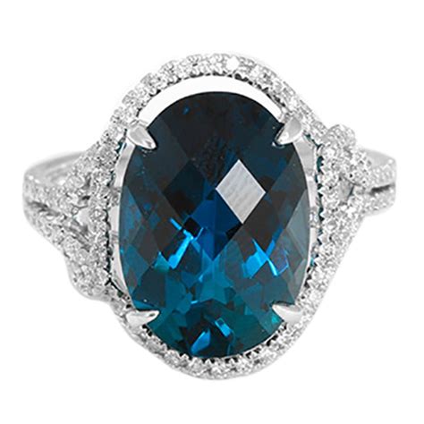 Stunning London Blue Topaz Diamond Gold Ring at 1stDibs