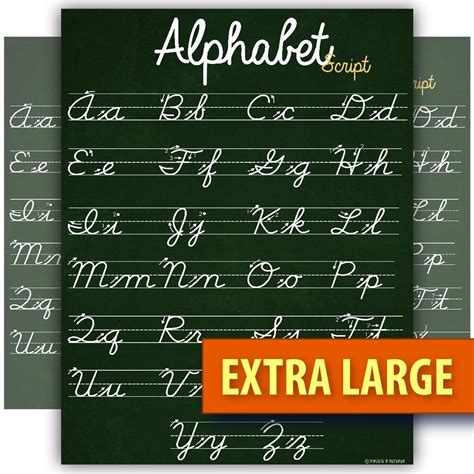 ABC Cursive Script Alphabet poster EXTRA LARGE chart LAMINATED teaching ...