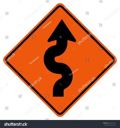 Winding Traffic Road Sign Vector Illustration Stock Vector (Royalty ...