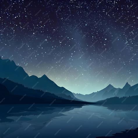 Premium AI Image | A starry night sky over a mountain lake