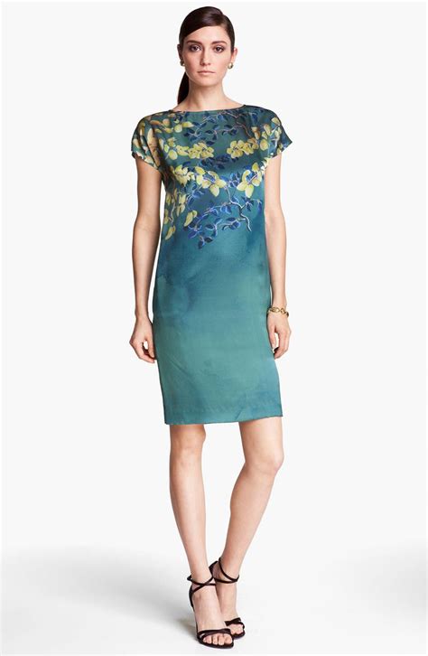 St. John Collection Floral Print Silk Charmeuse Dress | Nordstrom