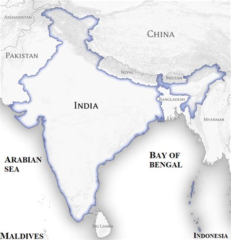 On an outline map of India, show its neighbouring countries.