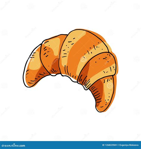 Sketch Croissant on White Background. Stock Illustration - Illustration ...