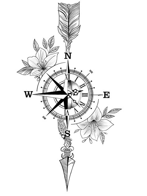 #compasstattoo #flowertattoo | Compass tattoos arm, Compass tattoo, Arrow tattoo design