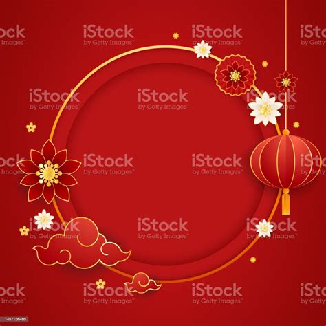 Happy Chinese New Year 2023 Chinese New Year Banner With Circle For Show Product Greeting Card ...