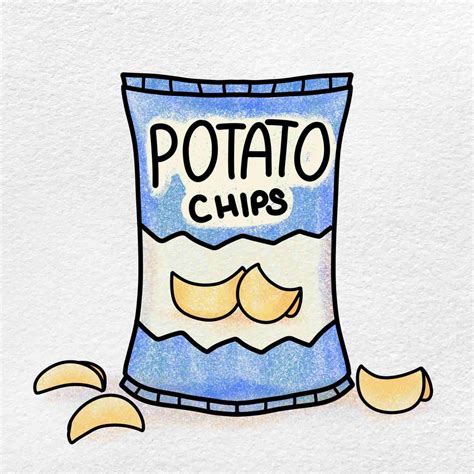 How to Draw Potato Chips - HelloArtsy