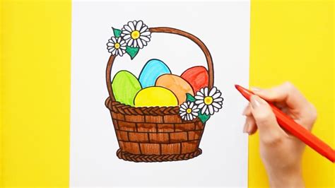 How to draw an Easter Egg Basket - YouTube