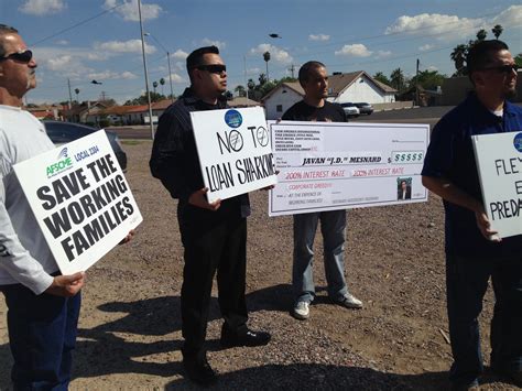 Protesting a “flex loan” measure introduced at the state Legislature are, from left, Bill ...