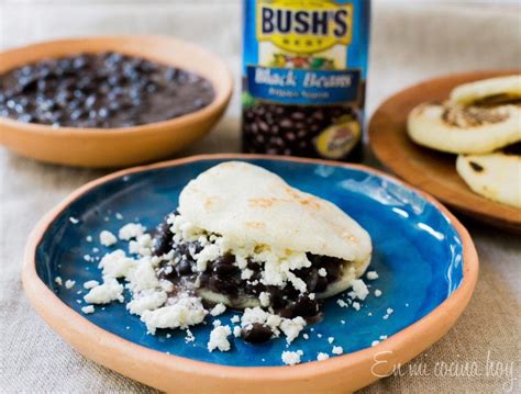 Domino Arepas with Black Beans - Pilar's Chilean Food & Garden