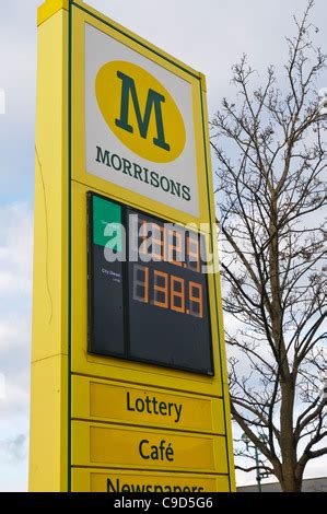 Petrol pump display at Morrisons petrol station with a record high ...