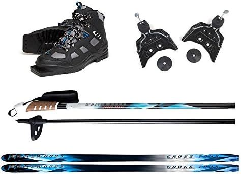 Whitewoods 75mm 3Pin Cross Country Ski Package; Boots, Bindings, Poles, Skis 207 cm (for Skiers ...