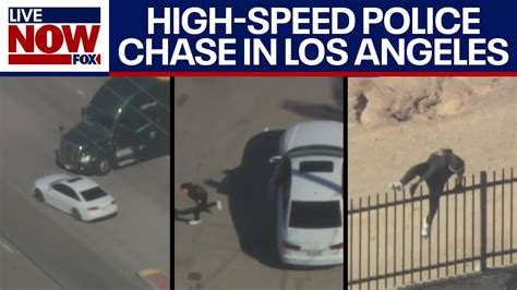 LA police chase: White Audi hits 100+ mph before driver bails on foot ...