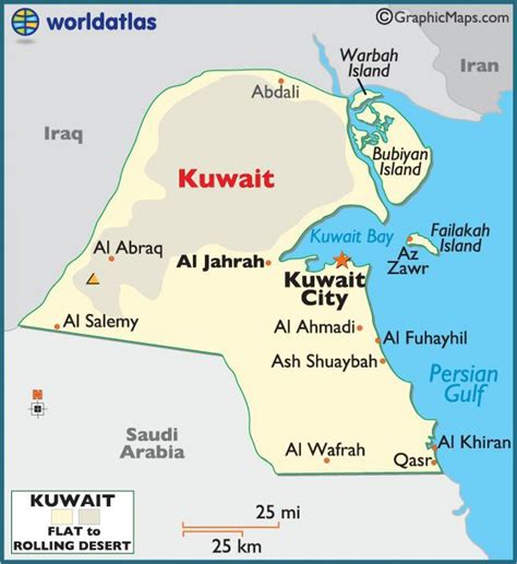 Kuwait map - Kuwait full map (Western Asia - Asia)