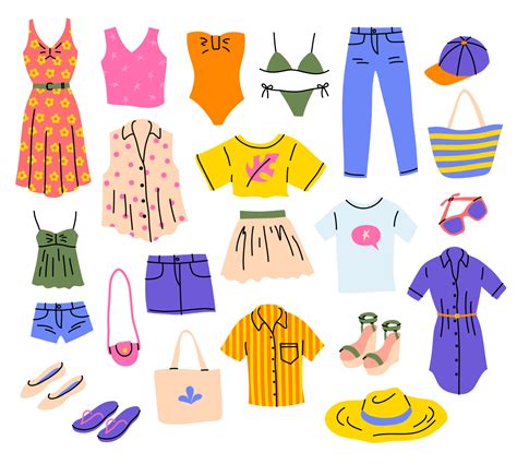 Cartoon Color Different Summer Fashion Clothes Set. Vector 21677379 ...