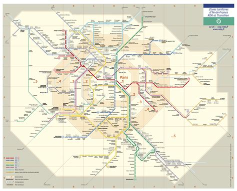 Map showing the 5 fare zones for Paris and surrounding region. Applies ...