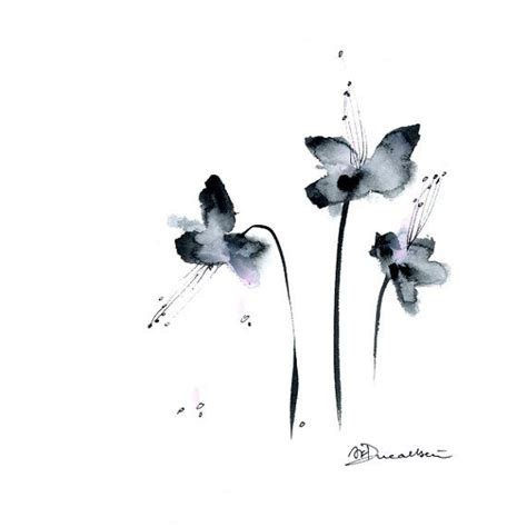 Original Painting Black Flowers Watercolor Painting por DUEALBERI | Acuarelas tattoo, Acuarela