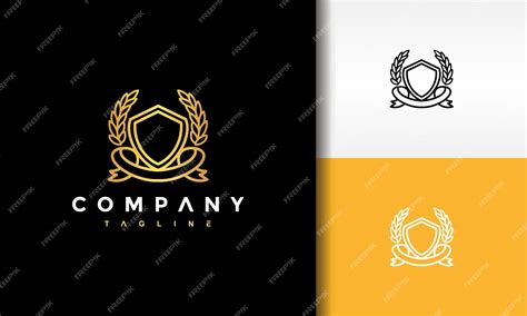 Premium Vector | Gold shield line logo