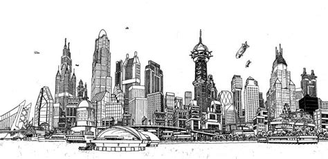 Gotham City Skyline Drawing