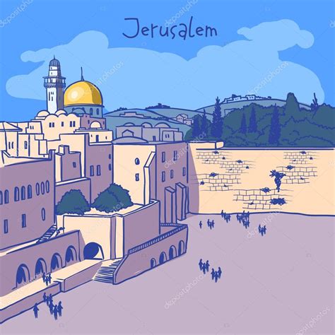 Jerusalem, Israel old city skyline — Stock Vector © museyushaya #88660076