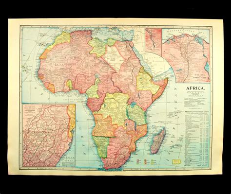 Africa Map of Africa Wall Art Decor LARGE Antique Late 1800s | Etsy