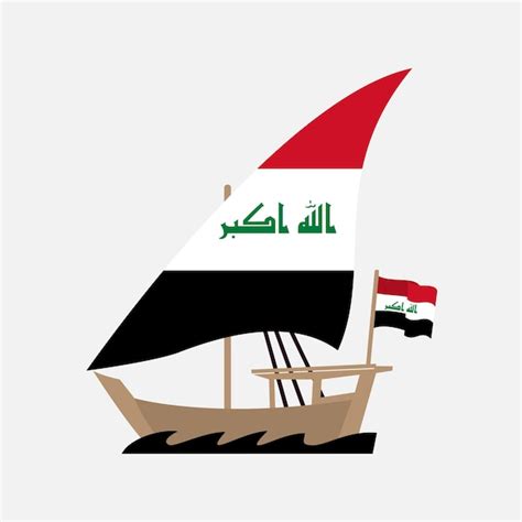 Premium Vector | Iraq flag dhow ship history sambuk transport from baghdad to basra made from ...