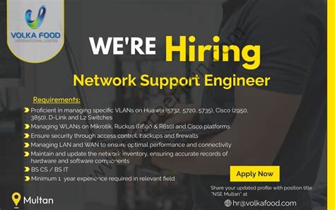 Volka Food International Limited Jobs Network Support Engineer