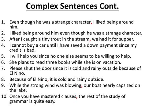 Types of clauses in sentences - online presentation