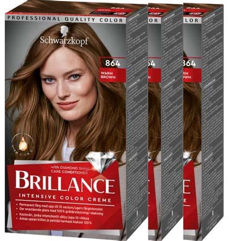 Schwarzkopf Brillance 864 Warm Brown 3-pack | lyko.com