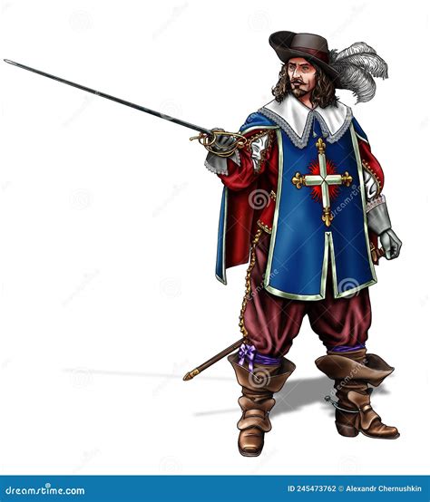 French Musketeer, France 16th Century. Stock Illustration ...