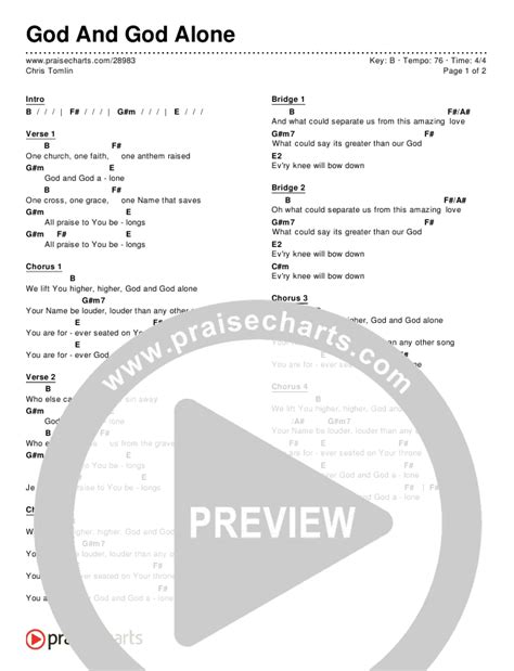 God And God Alone Chords PDF (Chris Tomlin) - PraiseCharts