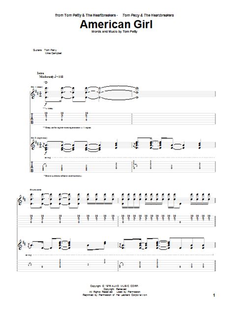 American Girl by Tom Petty And The Heartbreakers Sheet Music for Guitar Tab at Sheet Music Direct