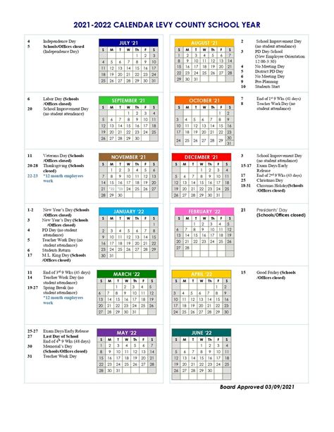 Levy County Schools Calendar - District Calendar 2022