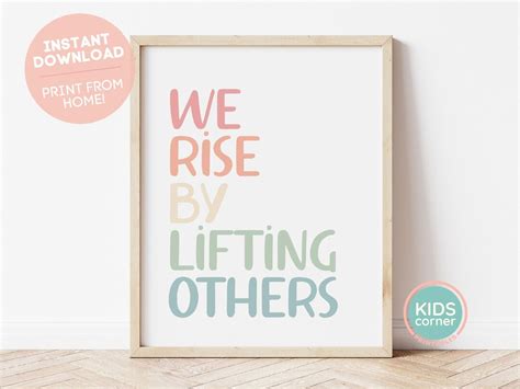 We Rise by Lifting Others Print, Classroom Decor, Rainbow Decor ...