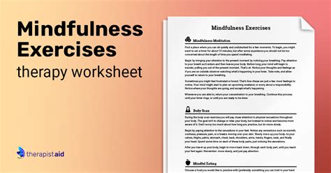 Mindfulness Exercises | Worksheet | Therapist Aid