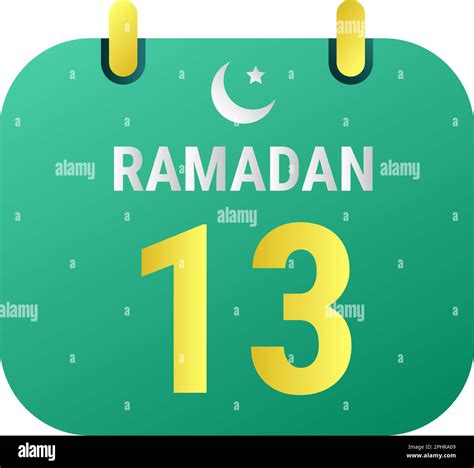 13th Ramadan Celebrate with White and Golden Crescent Moons. and English Ramadan Text Stock ...