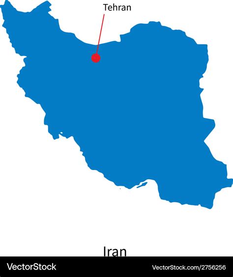 Detailed map of Iran and capital city Tehran Vector Image