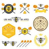 Honey bee vector label set — Stock Vector © marish #23163396