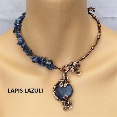 Unique Necklaces for Women, Lapis Lazuli Necklace, Lapis Lazuli Jewelry, Copper Boho Wedding ...