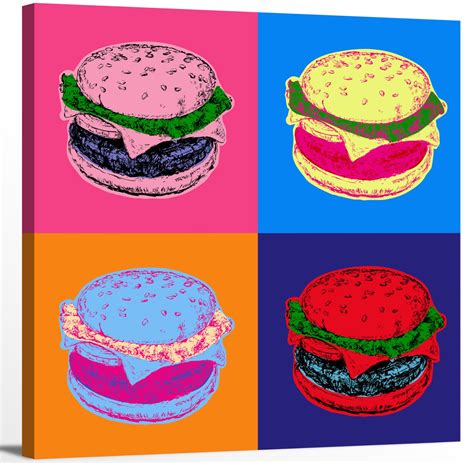 Hamburger by Andy Warhol Burger Color Block Food Pop Art | Etsy