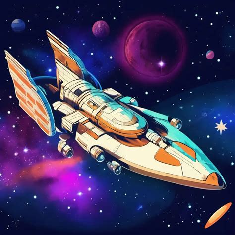 Vintage Retro Spaceship Poster with Distant Starry Background | MUSE AI