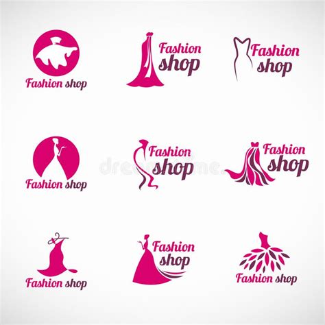 Pink woman dress fashion shop logo vector set design , #ad, #dress, # ...