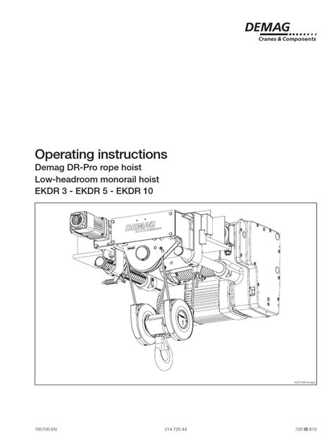 Operating Instructions the Company Demag Cranes Components | Mains Electricity | Transmission ...