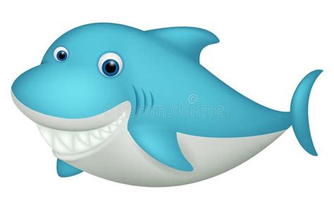 Cute Sad Shark on a White Background. Vector Illustration with Sea Fish Stock Illustration ...